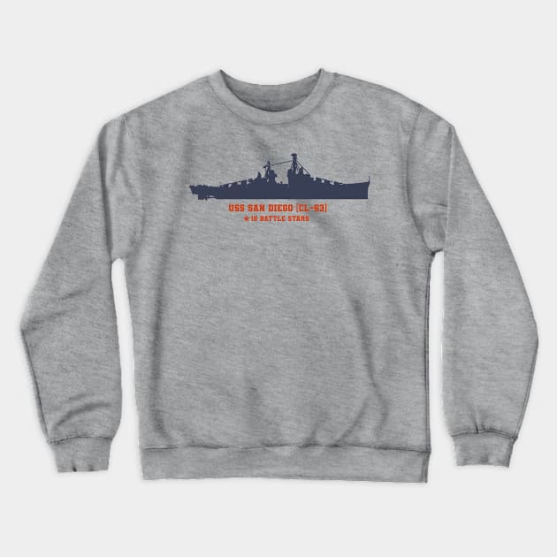 USS San Diego (CL-53) - US Naval Vessel Crewneck Sweatshirt by Distant War